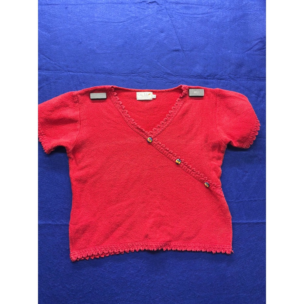 Artisan Womens Cotton Salsa Hand Loomed Knit Top L Red‎